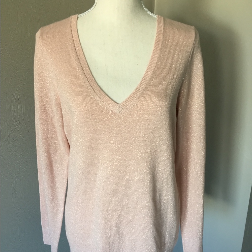 New York & Company Metallic V-Neck Sweater